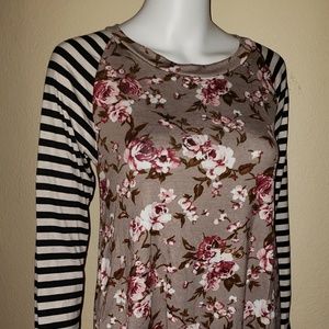 Long Sleeve with stripes and a Floral Tshirt